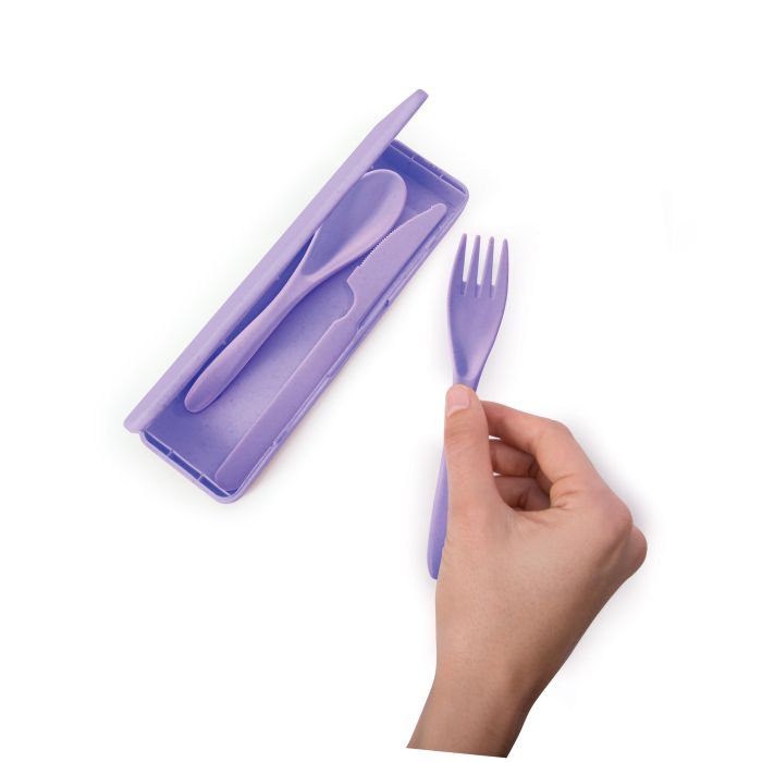 IS Gifts | Wheat Straw Travel Cutlery Set - Lilac | Shut the Front Door