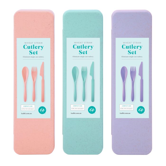 IS Gifts | Wheat Straw Travel Cutlery Set - Green | Shut the Front Door