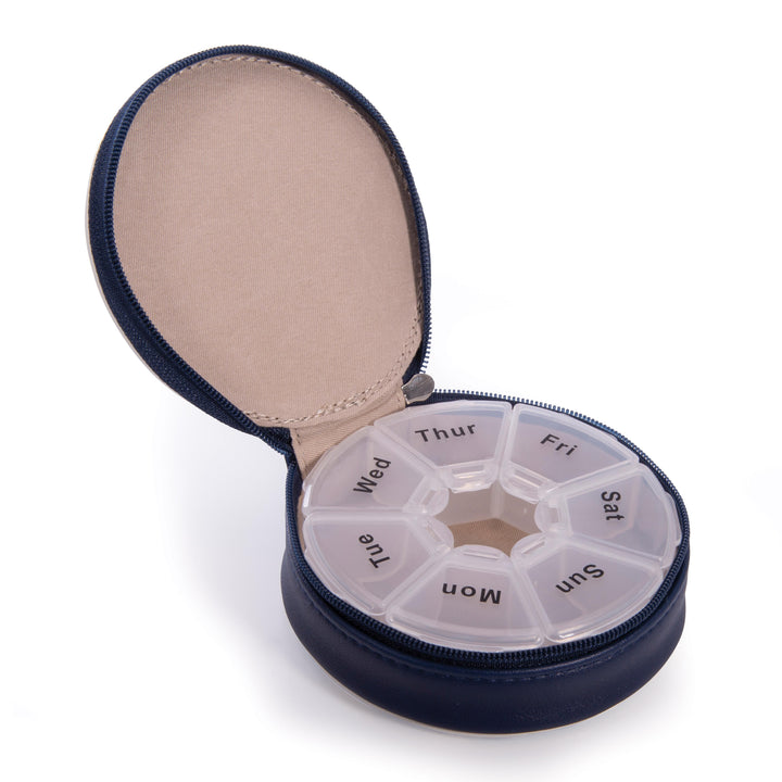 IS Gifts | Travel Pill Case - Blue/White | Shut the Front Door