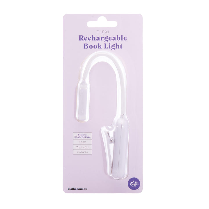 IS Gifts | Flexi Clip-On Rechargeable Book Light - White | Shut the Front Door