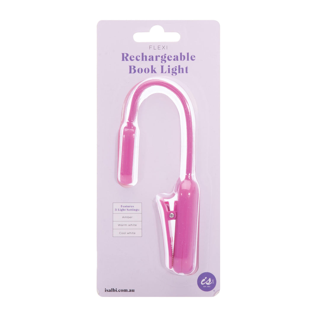 IS Gifts | Flexi Clip-On Rechargeable Book Light - Pink | Shut the Front Door
