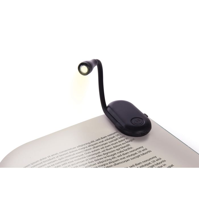 IS Gifts | Rechargeable Clip On Book Light - Black | Shut the Front Door