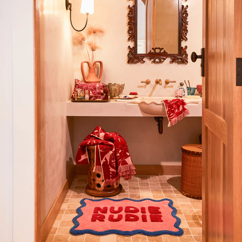 SAGE & CLARE | Amalie Nudie Bath Mat - Hibiscus | Shut the Front Door