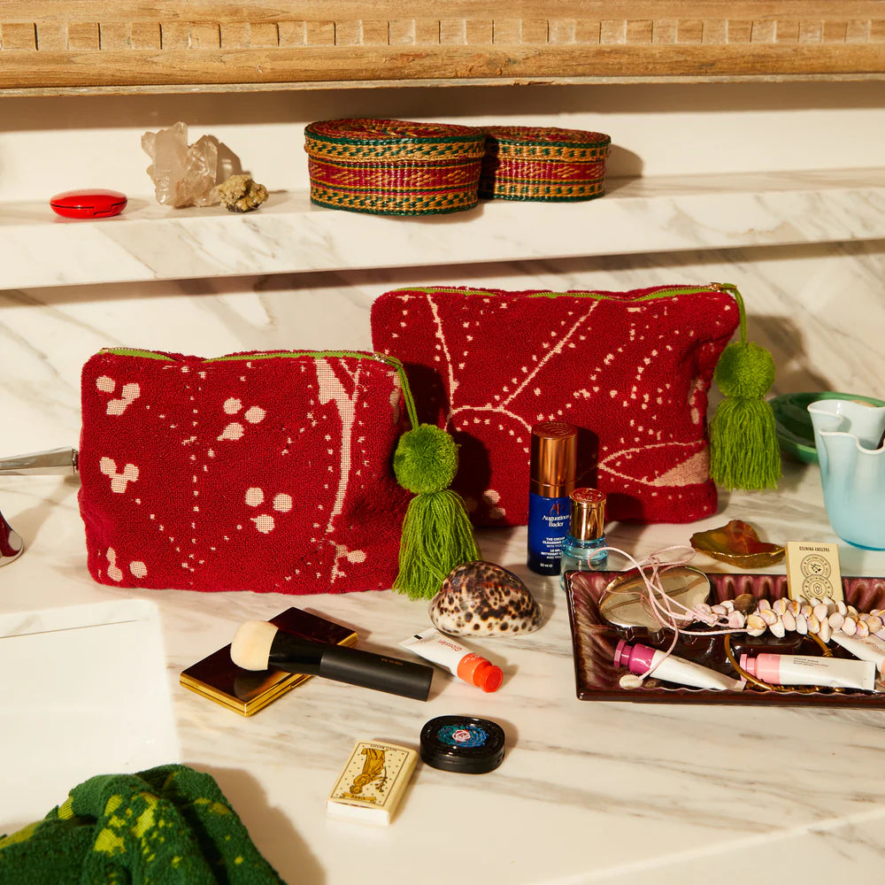 SAGE & CLARE | Lucia Terry Pouch - Crimson Small | Shut the Front Door