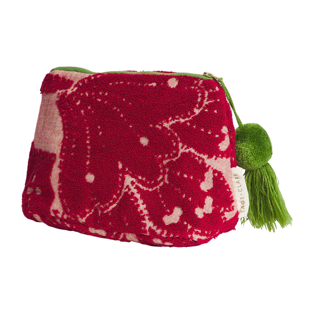 SAGE & CLARE | Lucia Terry Pouch - Crimson Small | Shut the Front Door