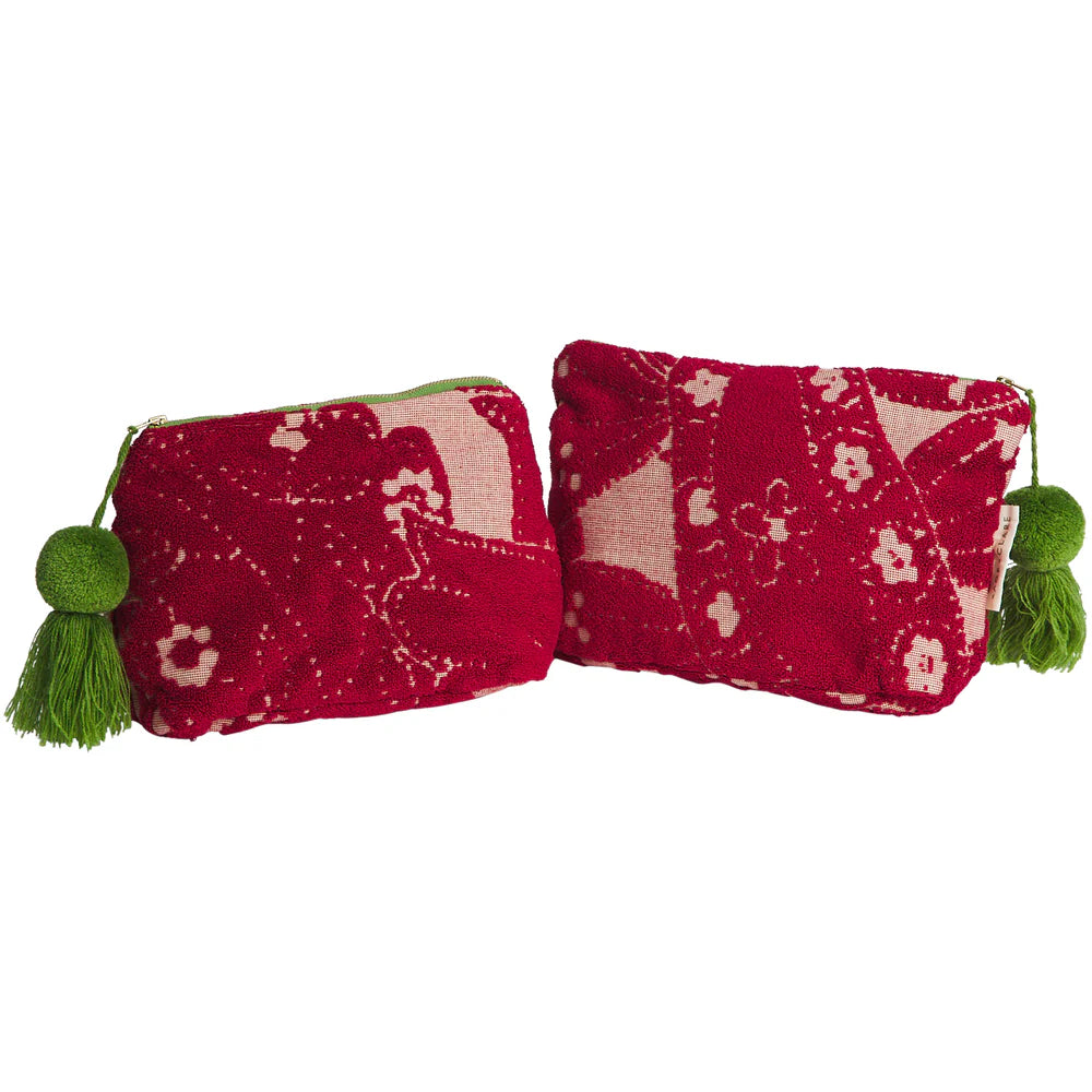 SAGE & CLARE | Lucia Terry Pouch - Crimson Small | Shut the Front Door
