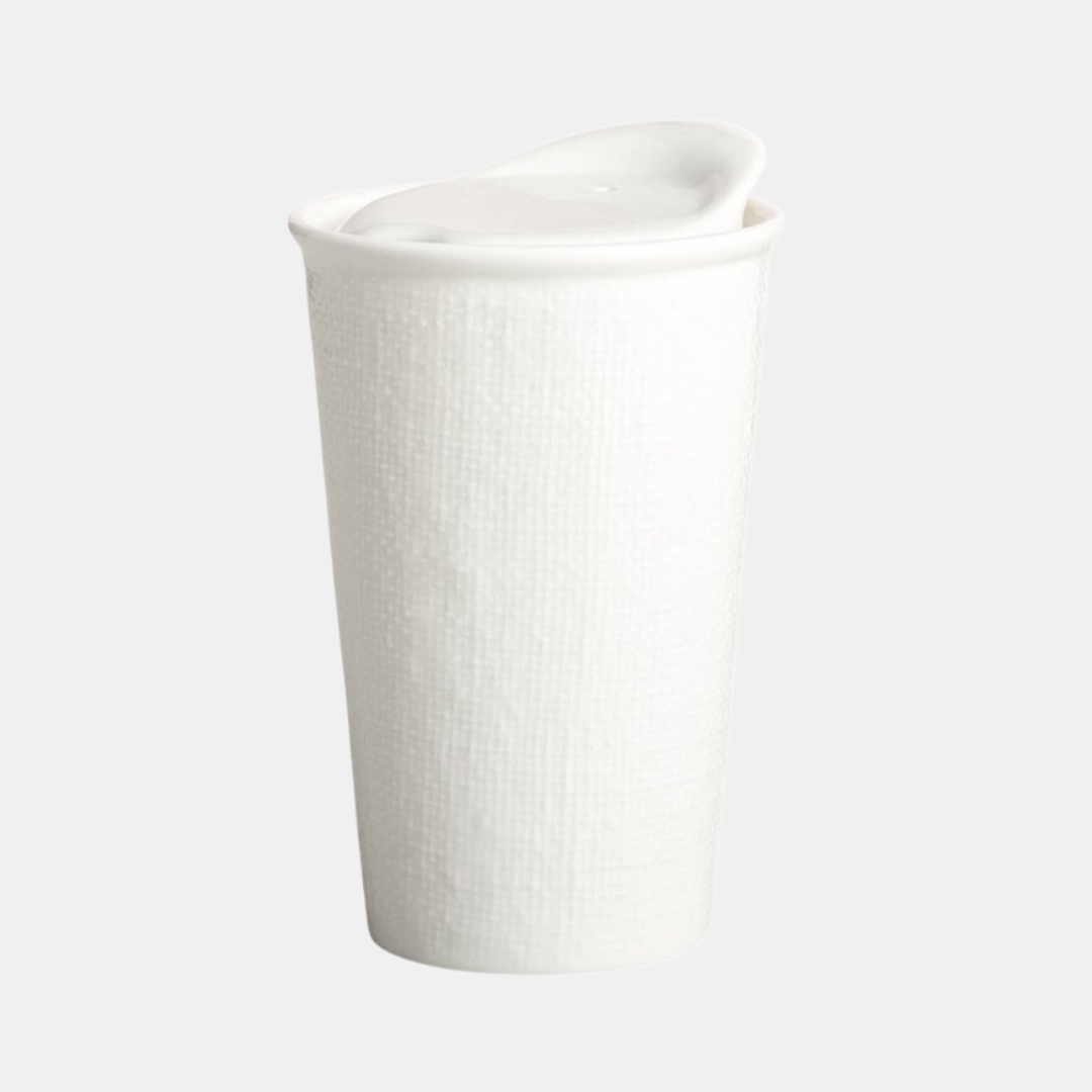 INDIGO LOVE | It's A Keeper Ceramic Cup - White Linen Tall | Shut the Front Door