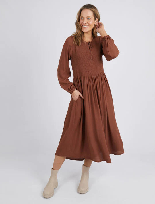 Elm Knitwear | Lottie Midi Dress - Chocolate | Shut the Front Door