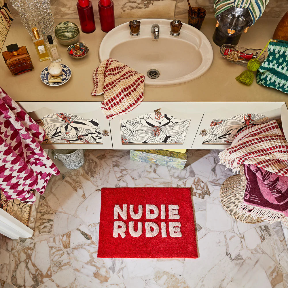 SAGE & CLARE | Tula Nudie Bath Mat Mini - Scarlet | Shut the Front Door