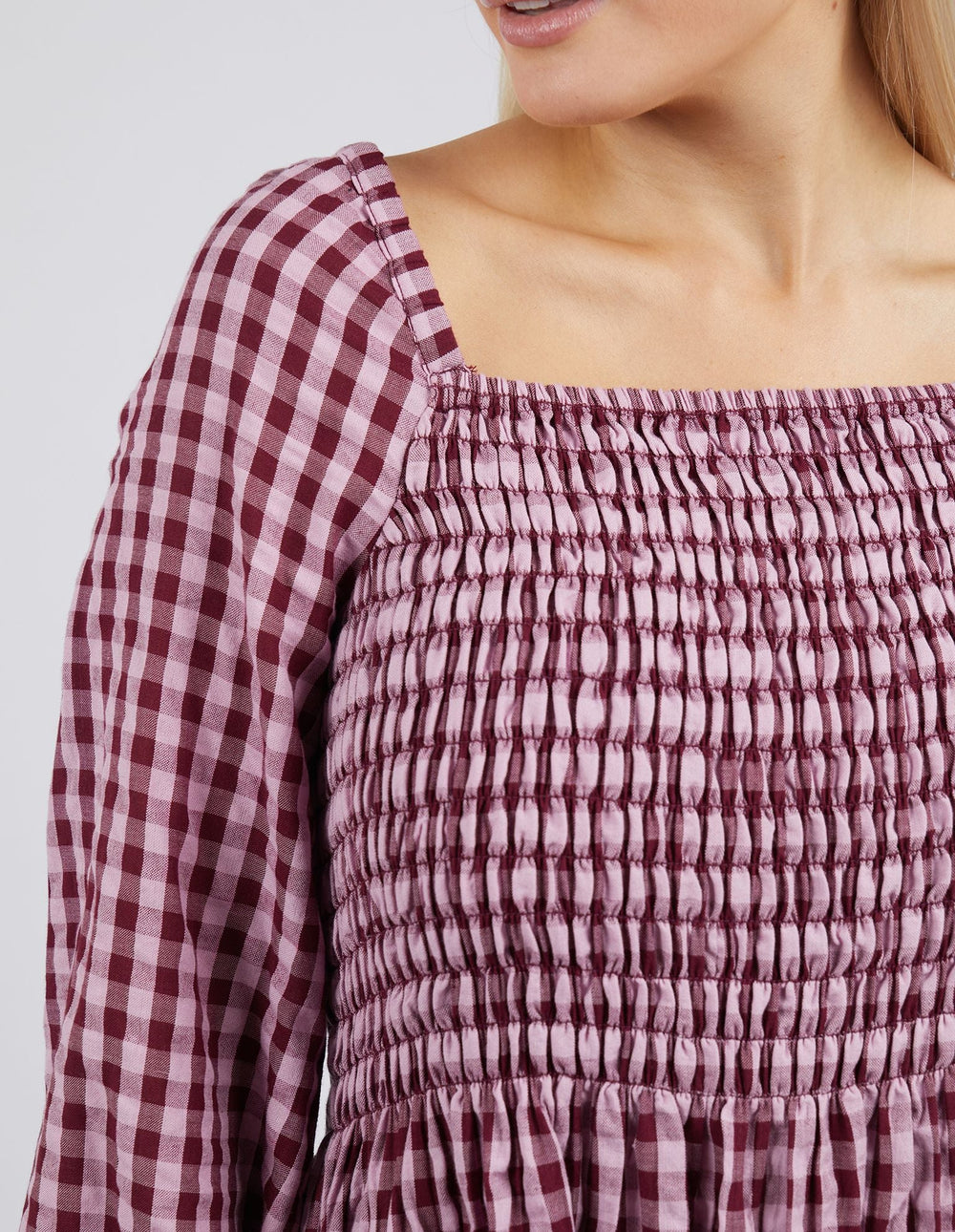 Elm Knitwear | Pippa Check Dress - Wine | Shut the Front Door