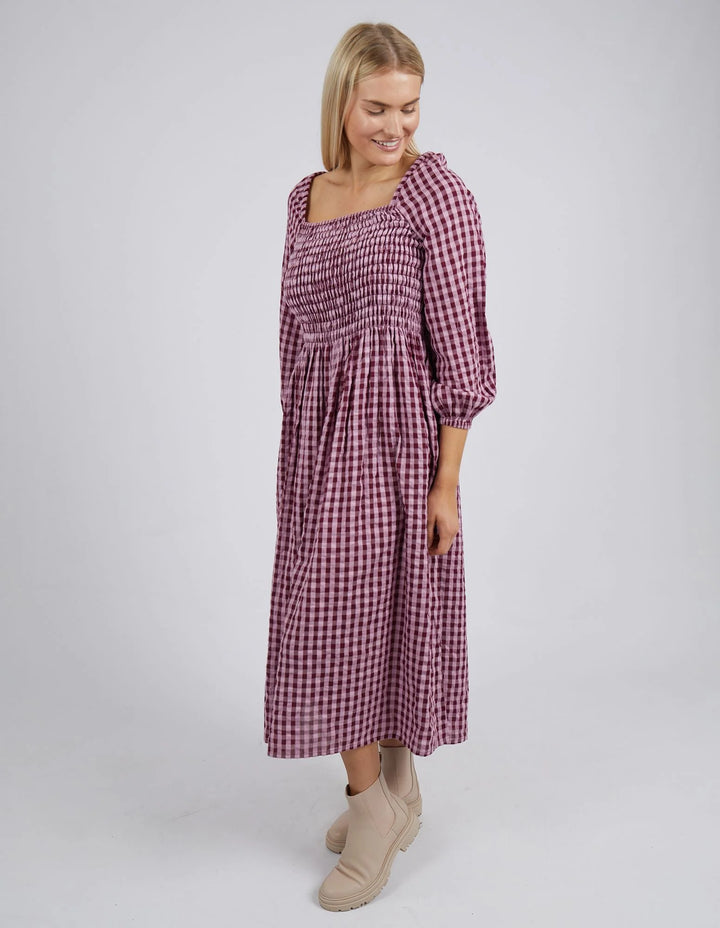 Elm Knitwear | Pippa Check Dress - Wine | Shut the Front Door