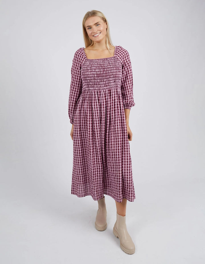 Elm Knitwear | Pippa Check Dress - Wine | Shut the Front Door