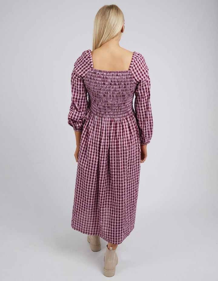 Elm Knitwear | Pippa Check Dress - Wine | Shut the Front Door