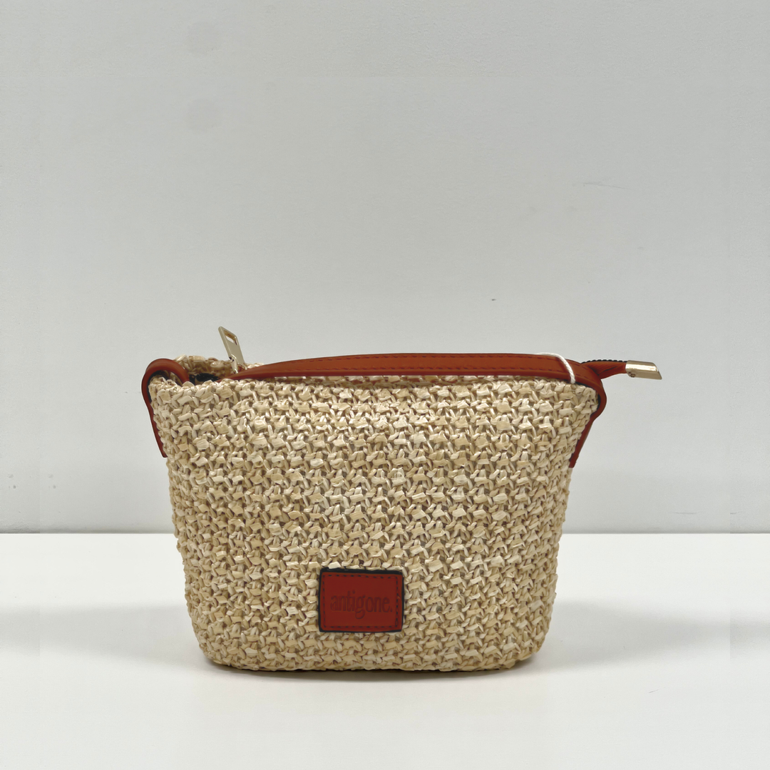 Antigone | Stella Woven Crossbody Bag - Apricot | Shut the Front Door