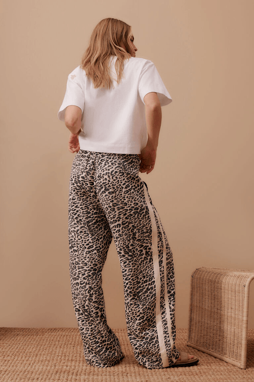 Relaxed Drawstring Pant - Leopard Linen Blend