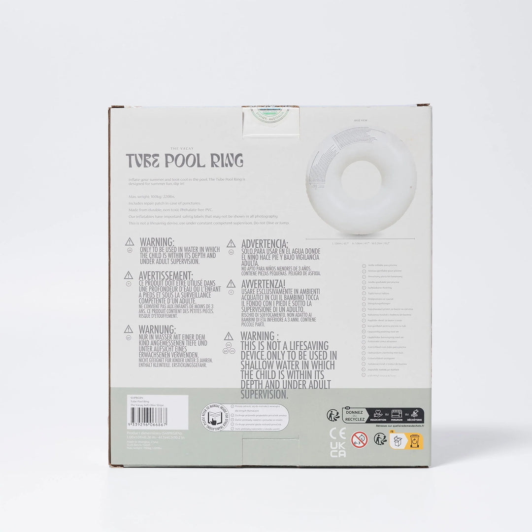 Sunnylife | Tube Pool Ring - The Vacay Soft Olive Stripe | Shut the Front Door