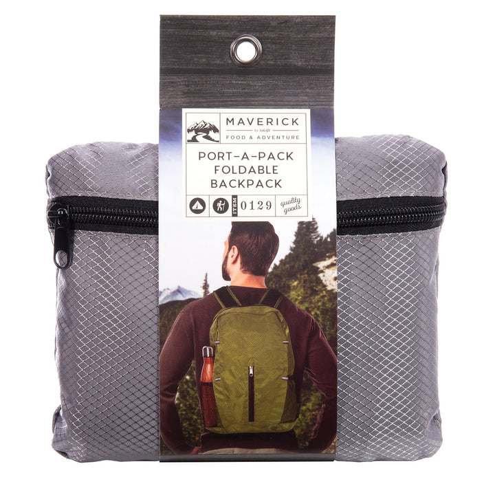 Mavericks | Port-A-Pack Explore - Foldable Backpack - Grey | Shut the Front Door