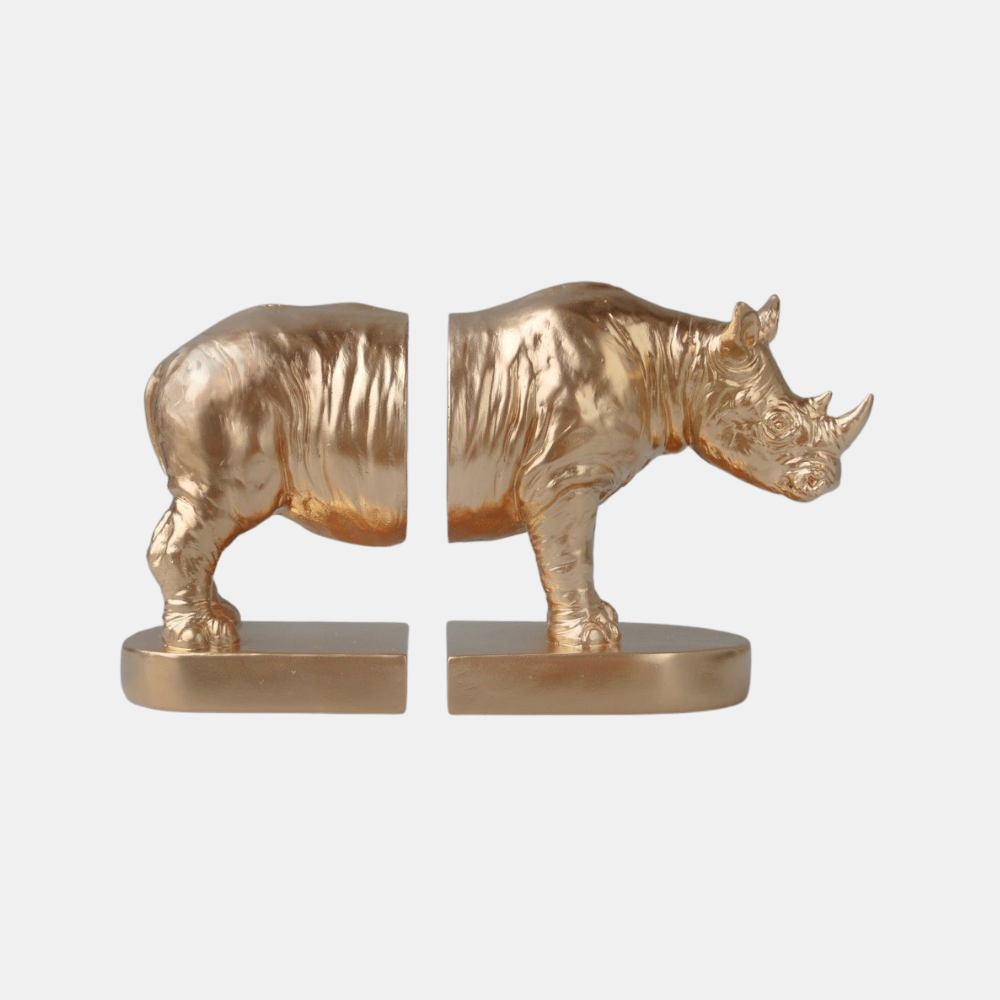White Moose | Rhino Bookends GOLD | Shut the Front Door