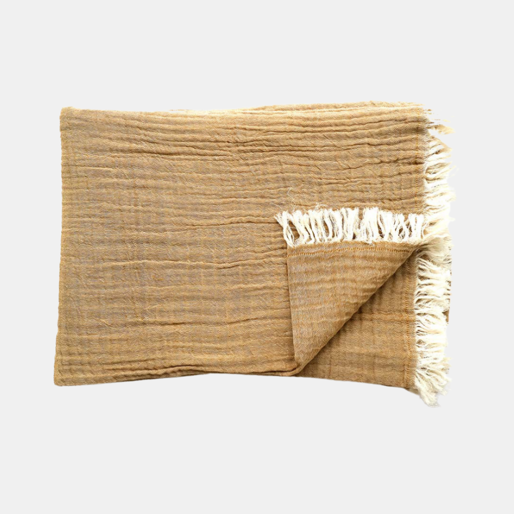 Raine & Humble | Soft Cotton Throw - Mustard | Shut the Front Door