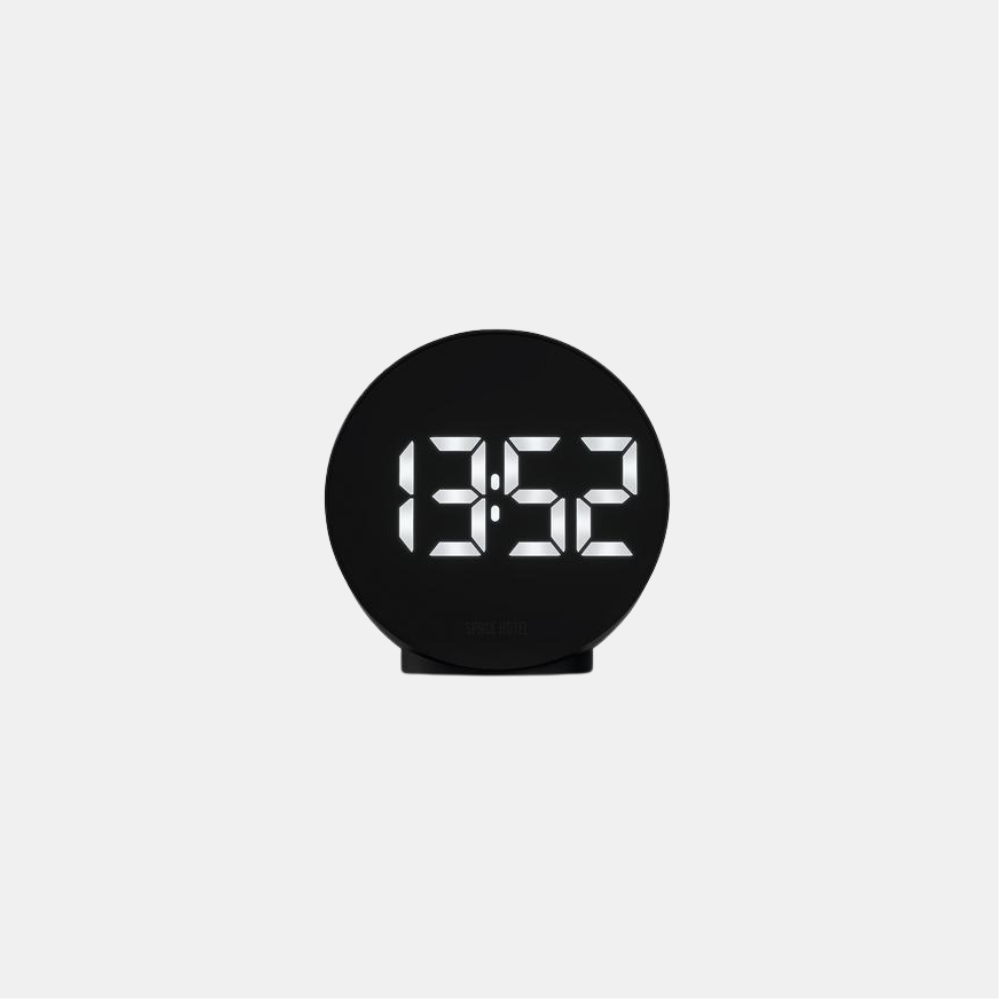 Space Hotel | Spheratron Alarm Clock Black - White LED | Shut the Front Door