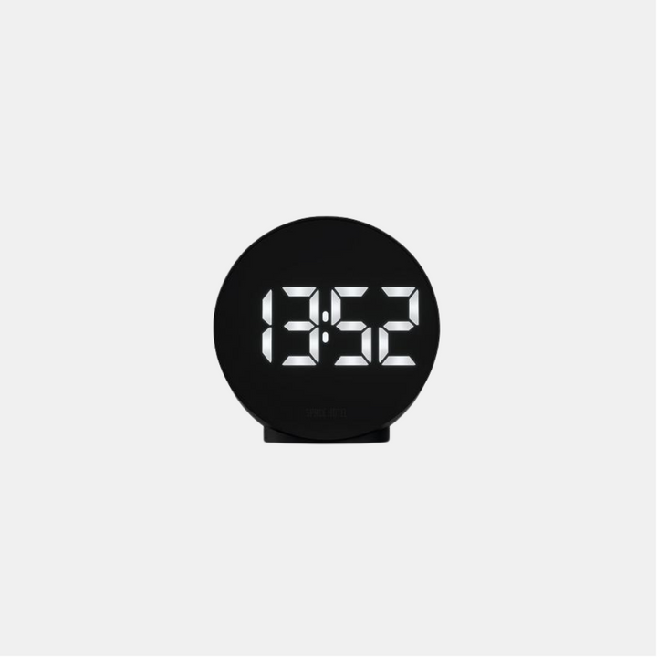 Space Hotel | Spheratron Alarm Clock Black - White LED | Shut the Front Door