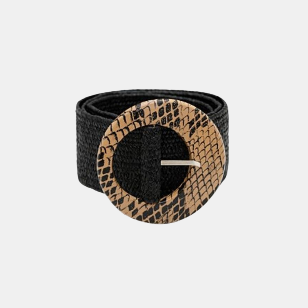 Antler NZ | Rattan Belt Toffee Snake Buckle - Black | Shut the Front Door