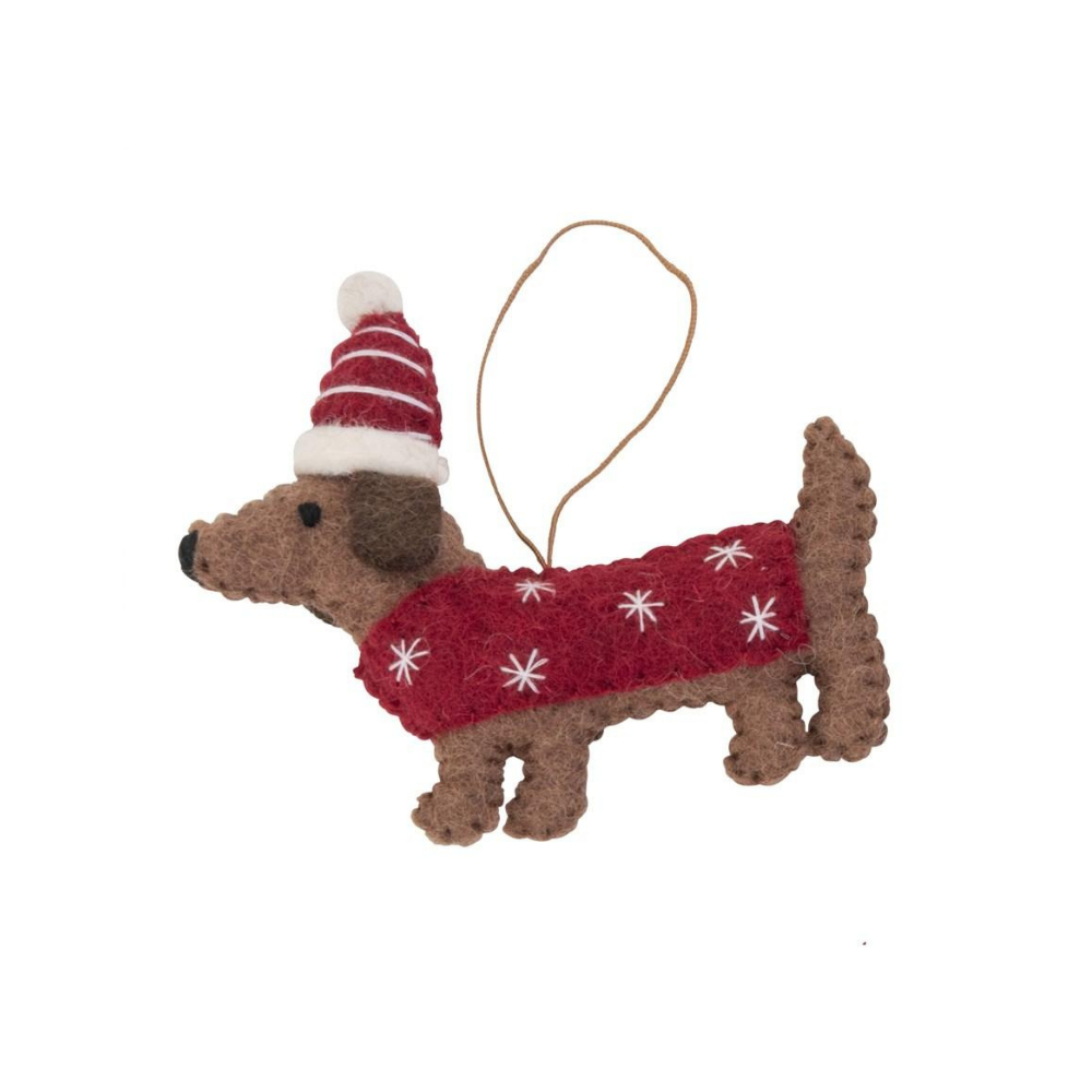 Pashom | Dachshund with Hat/Coat Decoration - Red Spots | Shut the Front Door
