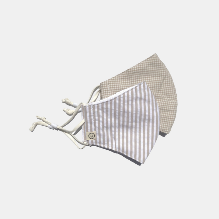 PSP | Face Masks 2pk - Neutral Check/Stripe | Shut the Front Door