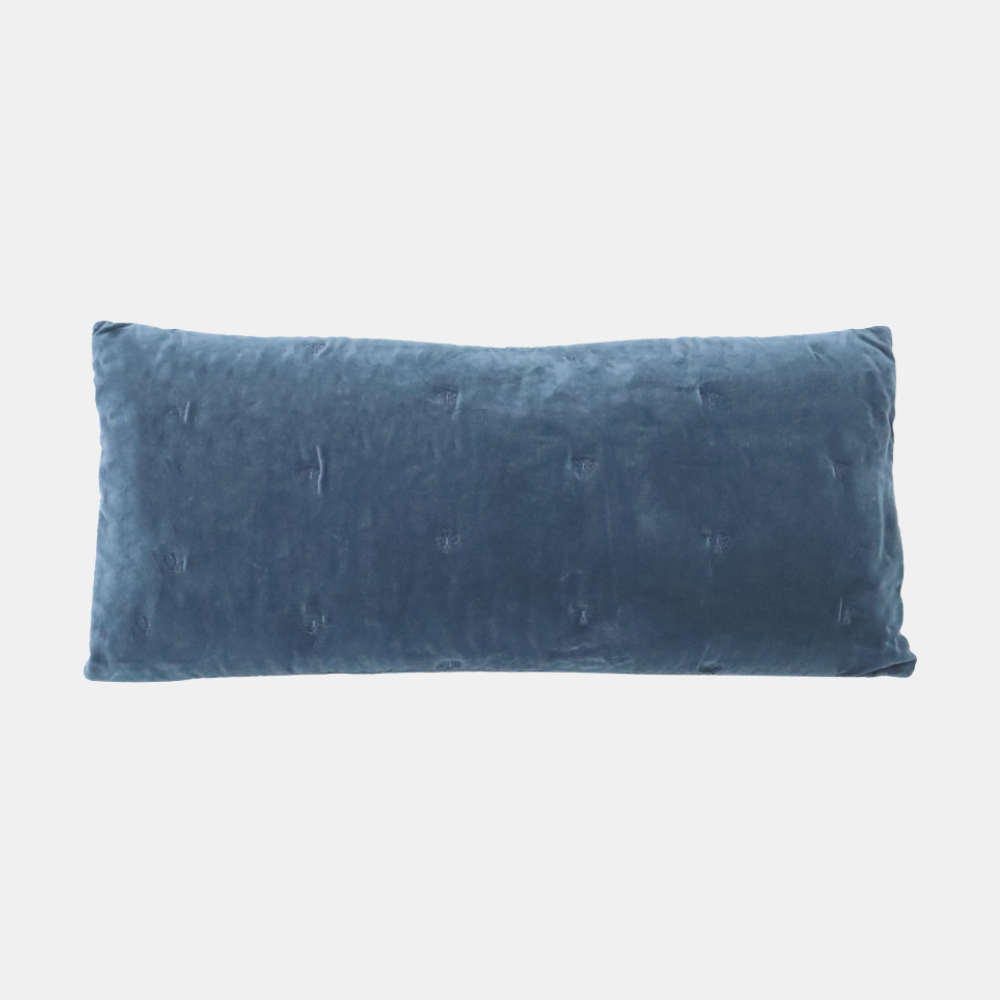 Raine & Humble | Mason Bee Velvet Breakfast Cushion 30x60cm - Navy | Shut the Front Door