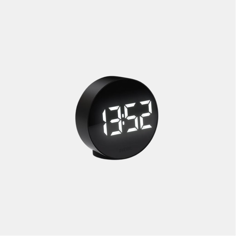 Space Hotel | Spheratron Alarm Clock Black - White LED | Shut the Front Door
