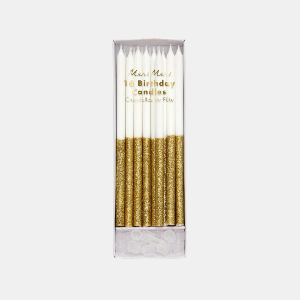 Meri Meri | Gold Glitter Dipped Candles | Shut the Front Door