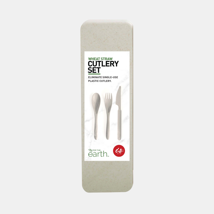 IS Gifts | Wheat Straw Travel Cutlery Set - Ivory | Shut the Front Door