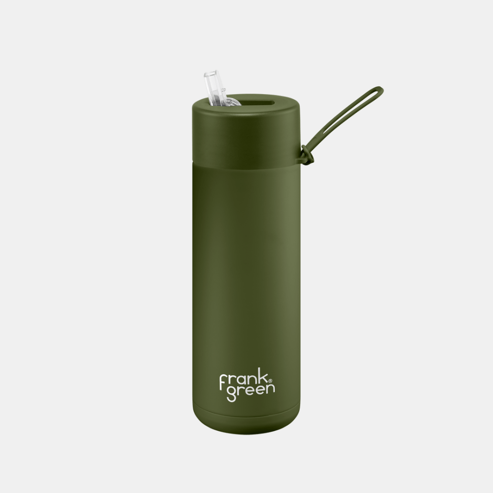 Frank Green | Ceramic Lined Reusable Bottle 20oz with Straw - Khaki | Shut the Front Door