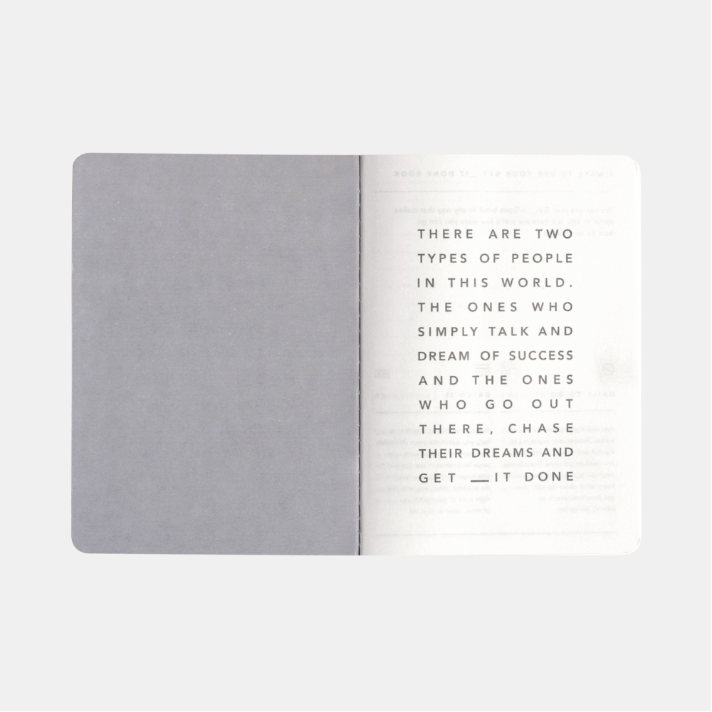 Mi Goals | Get It Done Notebook A6 Grey | Shut the Front Door