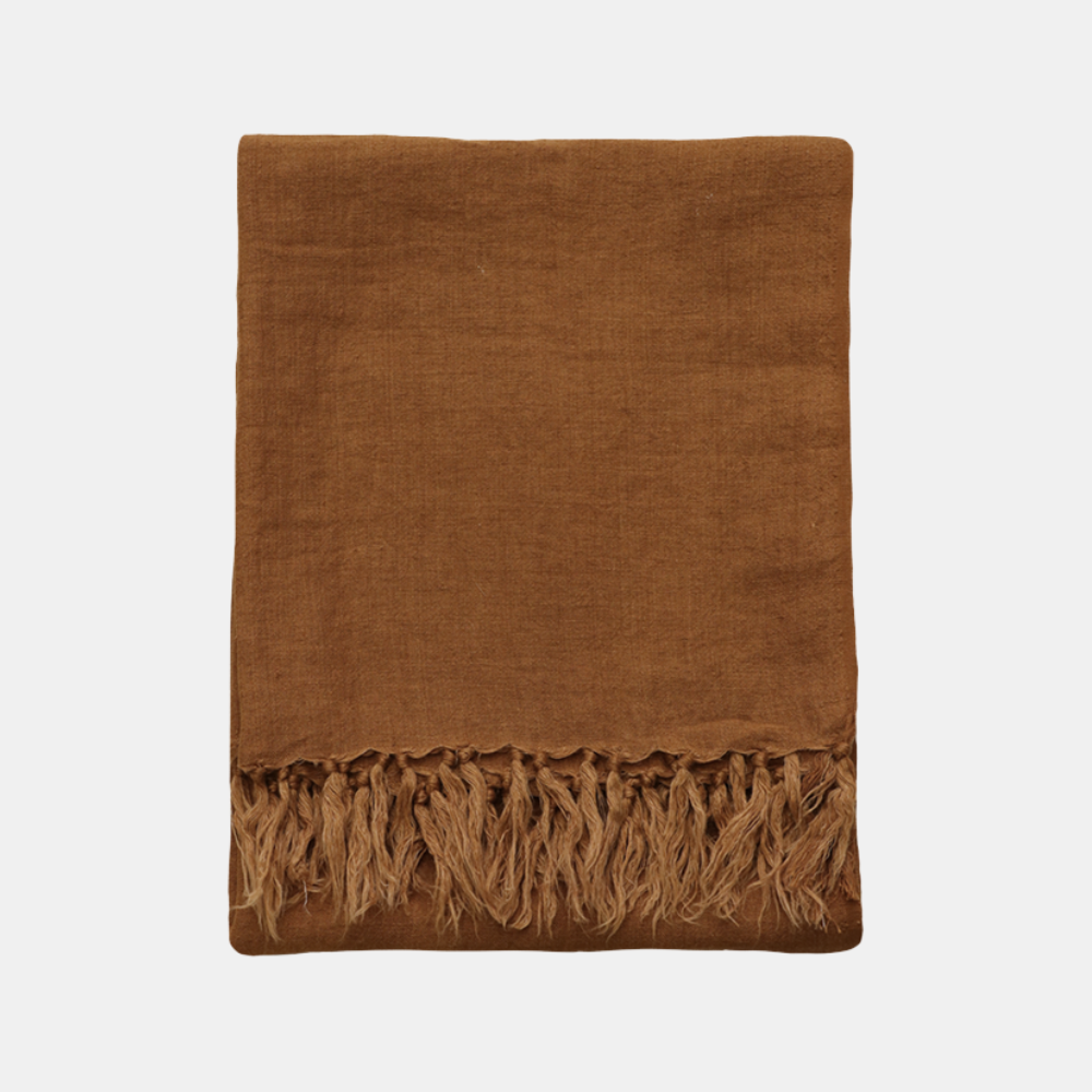 Mulberi | Indira Linen 130x170cm Throw - Tobacco | Shut the Front Door