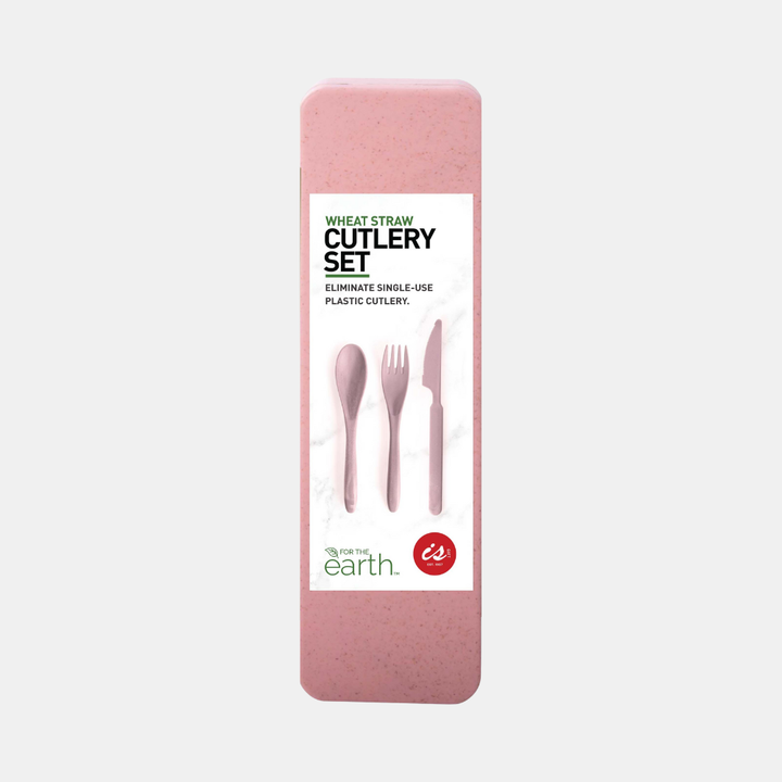 IS Gifts | Wheat Straw Travel Cutlery Set - Blush | Shut the Front Door