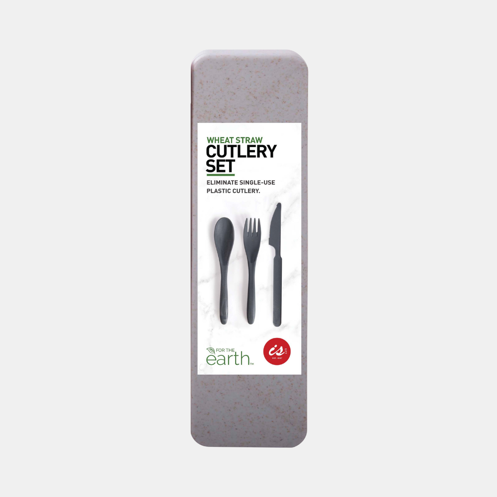IS Gifts | Wheat Straw Travel Cutlery Set - Grey | Shut the Front Door