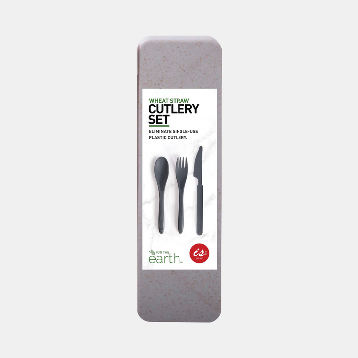 IS Gifts | Wheat Straw Travel Cutlery Set - Grey | Shut the Front Door