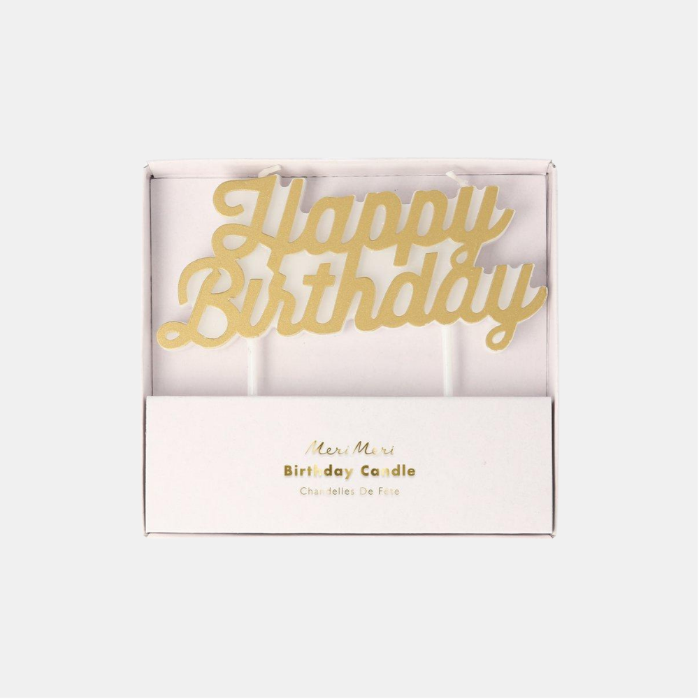 Meri Meri | Happy Birthday Candle - Gold | Shut the Front Door