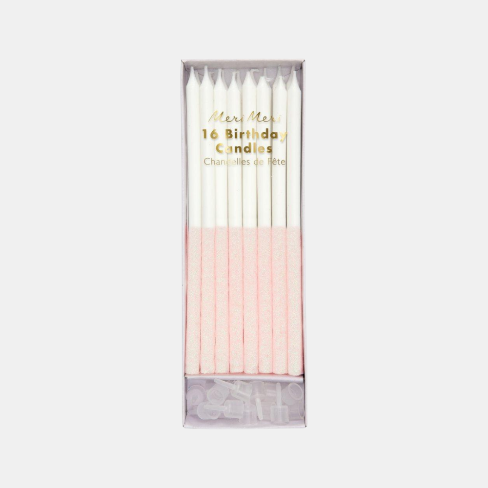 Meri Meri | Party Cake Candles Pale Pink Glitter | Shut the Front Door