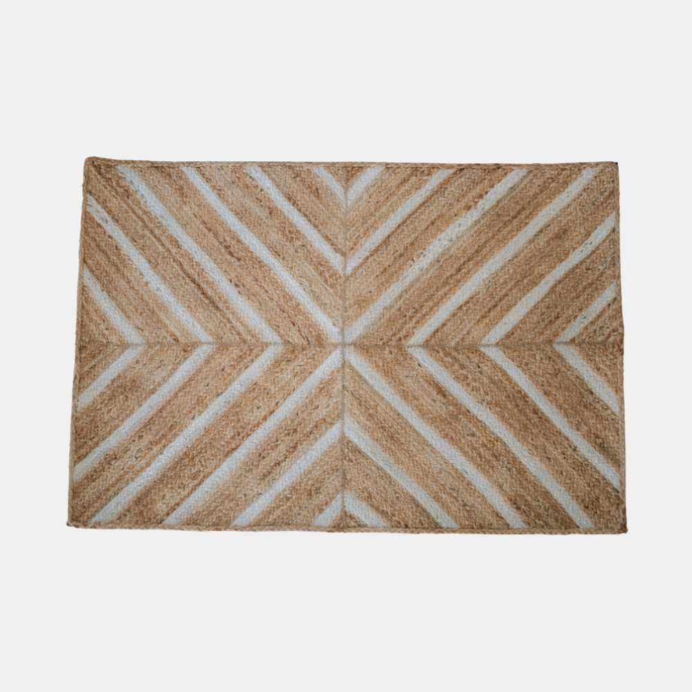 Garcia | Chevron Jute Mat - White - 80 x 120 cm | Shut the Front Door