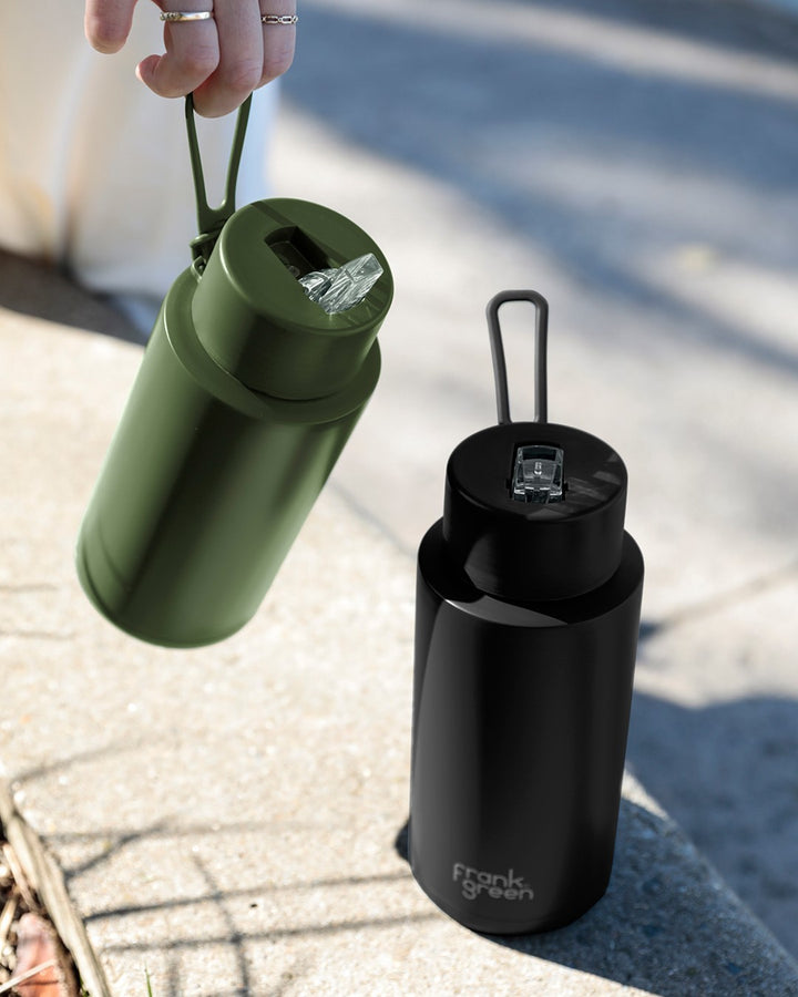 Frank Green | Ceramic Lined Reusable Bottle 34oz with Straw -Khaki | Shut the Front Door