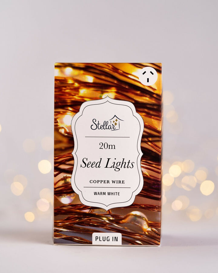 Stellar Haus | 200 LED Seed Light String Copper Warm White Plug 20m | Shut the Front Door