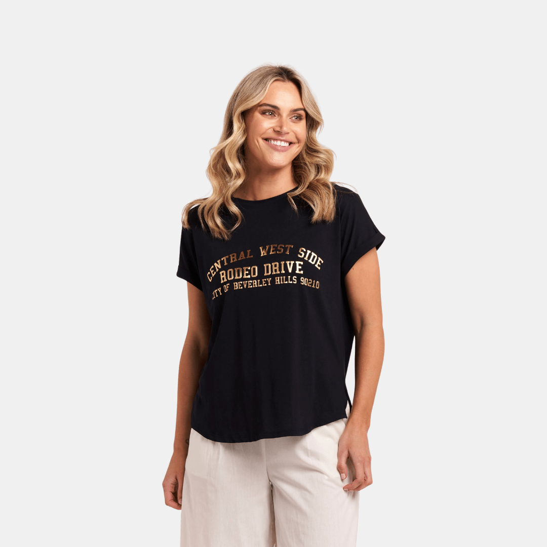 Betty Basics | Cuff Tee - Navy Print | Shut the Front Door