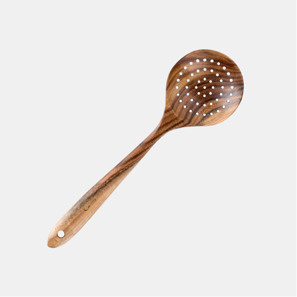 Not specified | Wooden Strainer Spoon 28cm | Shut the Front Door