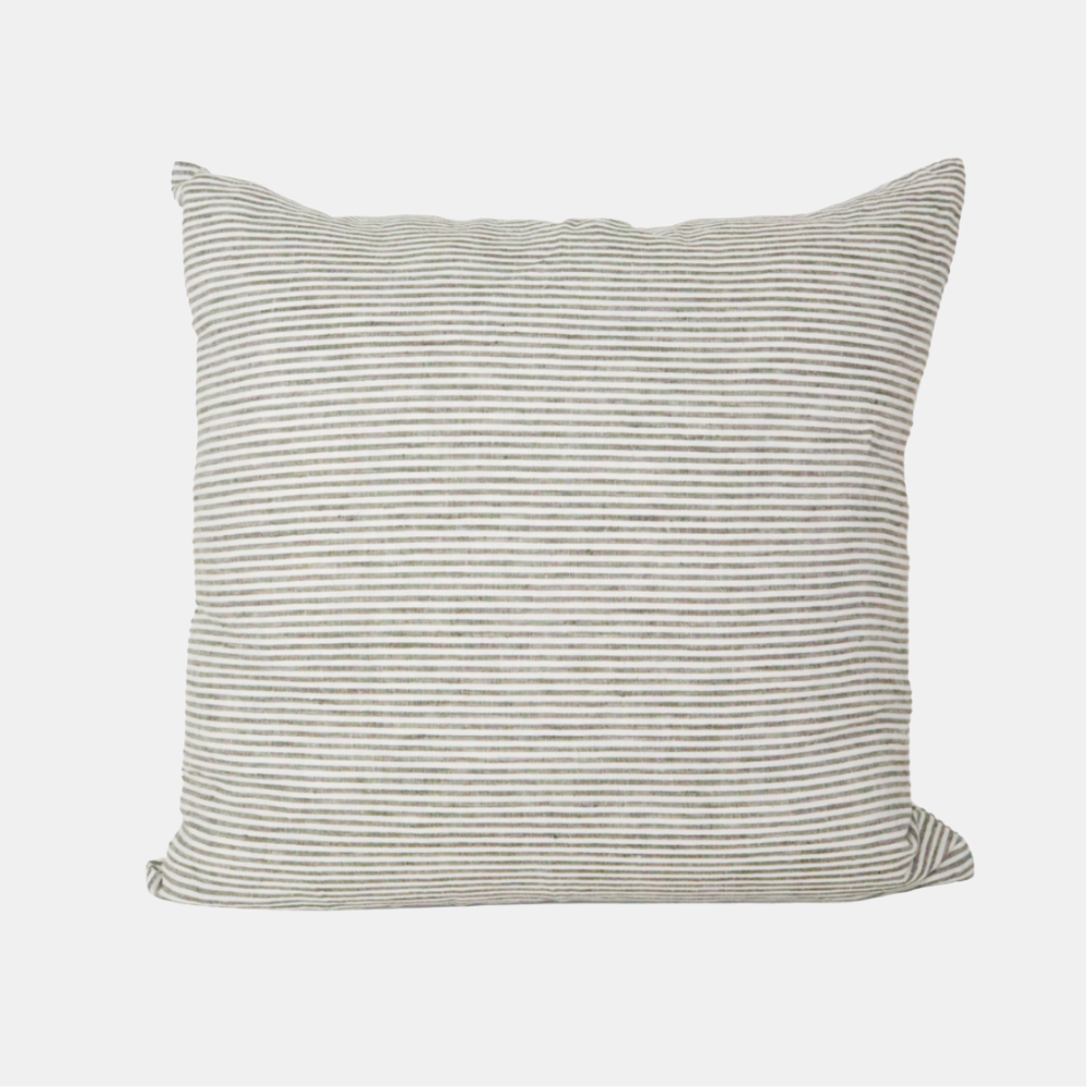 Raine & Humble | Linen Stripe Cushion 60cm - Olive | Shut the Front Door