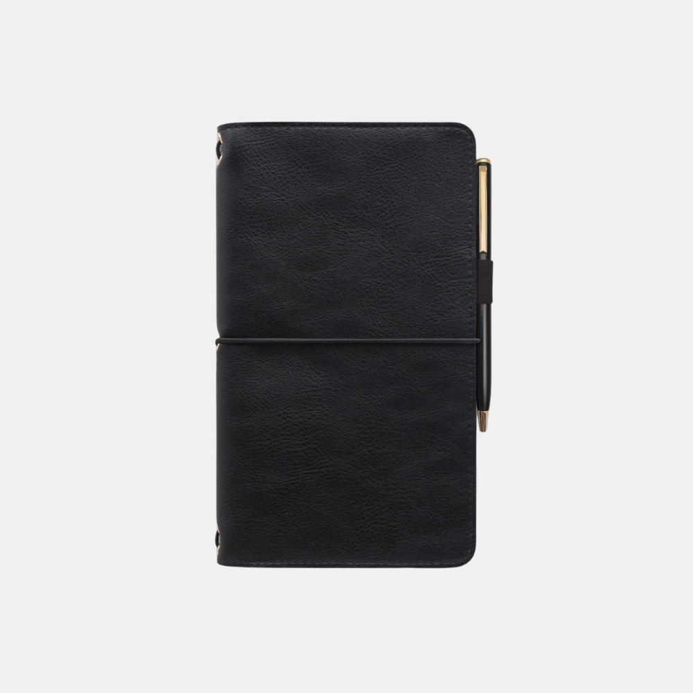 Designworks | Vegan Leather Folio with Pen - Black | Shut the Front Door