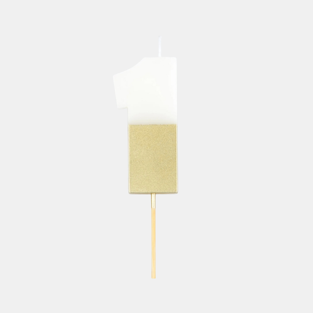 Meri Meri | Gold Dipped Candle - Number 1 | Shut the Front Door