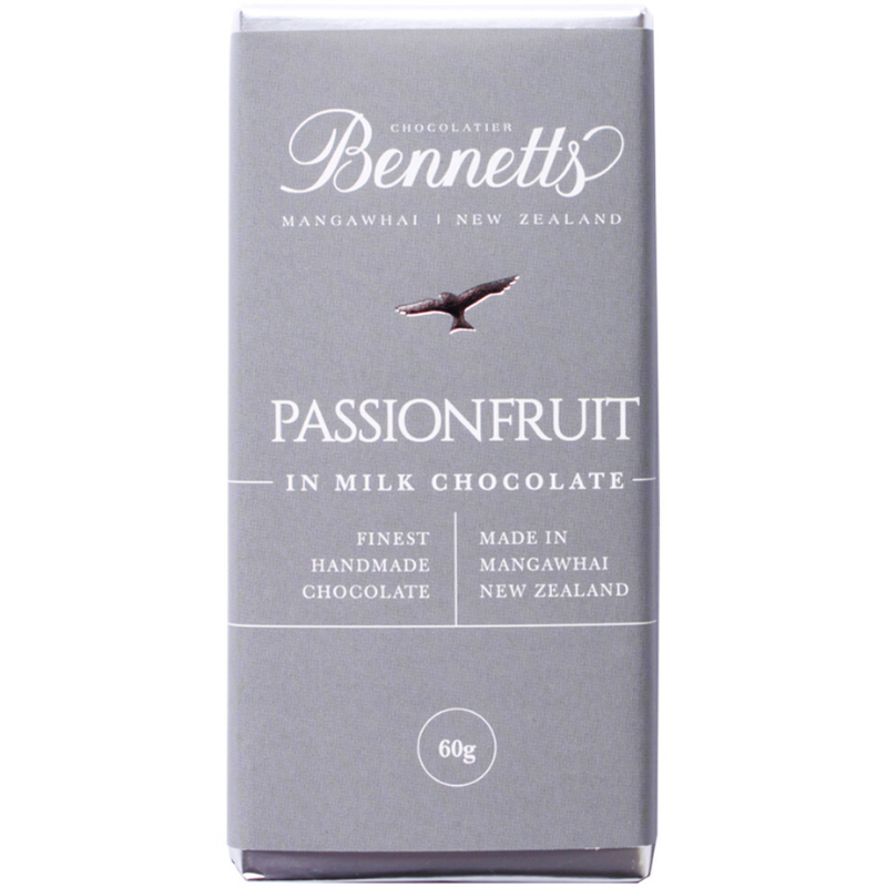Bennetts Of Mangawhai | Bennetts 60g Bar Passionfruit - Milk | Shut the Front Door