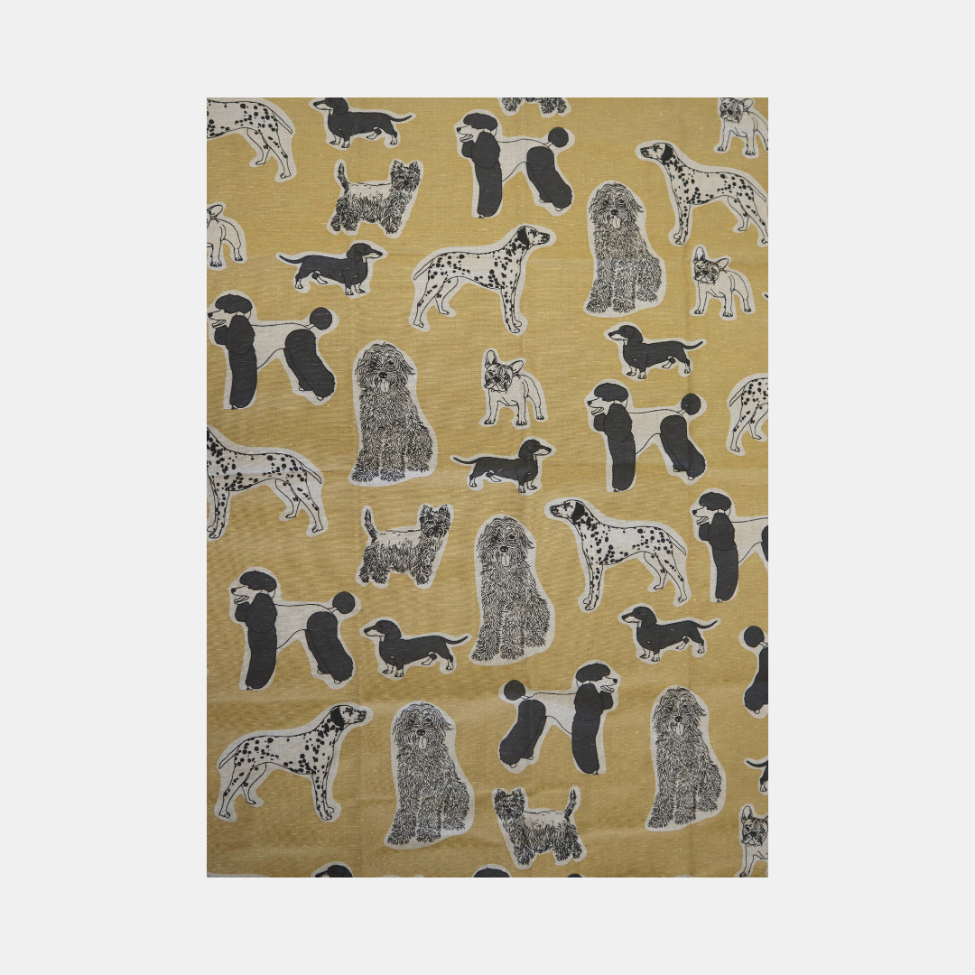 Raine & Humble | Woof Tea Towel - Yellow Sunset | Shut the Front Door